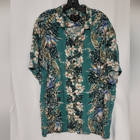 Hawaiian Reserve Collection Men's EUC Teal Hawaiian Button Down Shirt Size XL - Picture 1 of 4